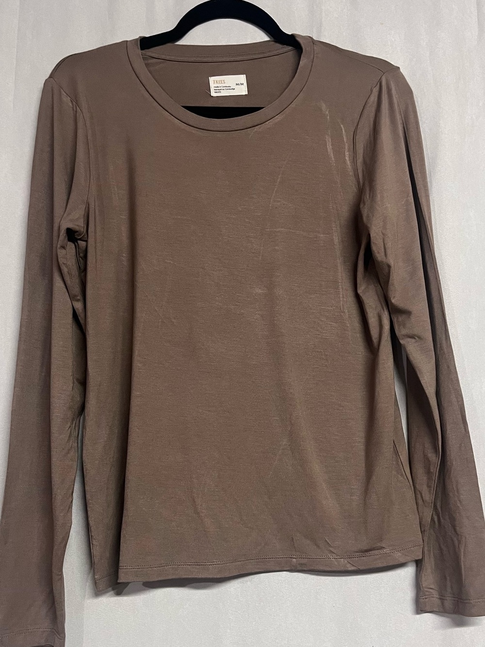 TKEES Long Sleeve Crewneck Top - Taupe Brown Size M